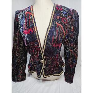 Vtg 80's Nah Nah Jonathan Tait M Color Velvet Blazer Indie Grunge Retro Fairycor